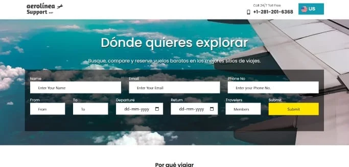Aerolinea Support Flight Booking Portal